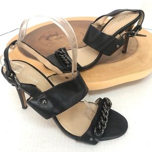 COACH Raquella Chained Leather Stiletto Heels